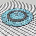 Circular Outdoor Fountain Design With Water Jets And Stone Base Structure 3d model