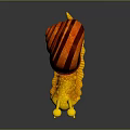 Cartoon Anthropomorphic Snail Character With Big Eyes Yellow Body And Red Spiral Shell