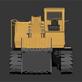 Yellow Construction Utility Vehicle with Heavy Duty Tracks and Large Excavator Bucket