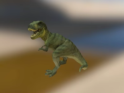 Green Tyrannosaurus Rex Dinosaur With Open Mouth In Standing Pose 3d model