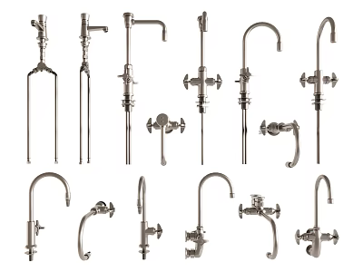 Collection Of Modern Water Faucet Designs For Kitchen And Bathroom In Various Styles 3d model