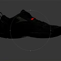 Black Athletic Sneakers With Red Accents Mesh Design And Durable Sole