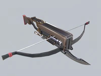 Tactical Crossbow Featuring Metal Frame Black Bowstring Red Accents And Mechanical Design 3d model
