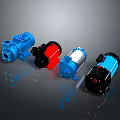 Industrial Equipment Display Featuring Blue Red Black Motors And High Performance Design