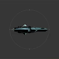 Ornate Curved Blade Weapon With Green Black Color Red Detail And Shiny Metallic Design