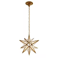 Two Different Sizes Star Shaped Chandeliers with Gold Frame and Transparent Glass