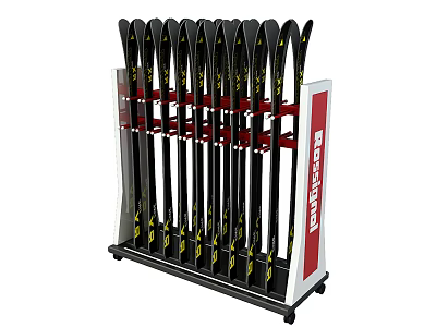 Vertical Ski Storage Rack With Sturdy Metal Frame For Organizing Multiple Skis 3d model