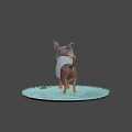 Cartoon Dog Character with Big Eyes Tongue Out Brown White Fur Standing on Blue Grass