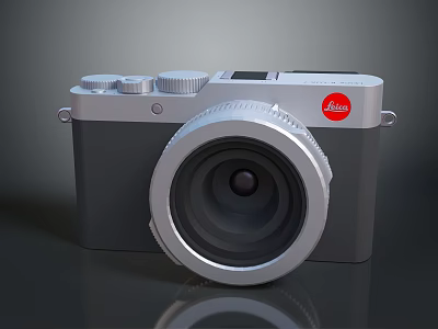 Leica Digital Camera With Silver Body Gray Accents And Classic Lens Design 3d model