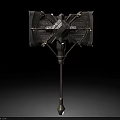 Medieval War Hammer With Intricate Metal Head Wooden Handle And Decorative Patterns