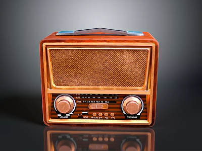 Vintage Retro Radio With Wooden Case And Tuning Knobs AM FM Dial 3d model