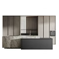 Modern Kitchen Interior With Wooden Cabinets Marble Countertop Sink And Oven