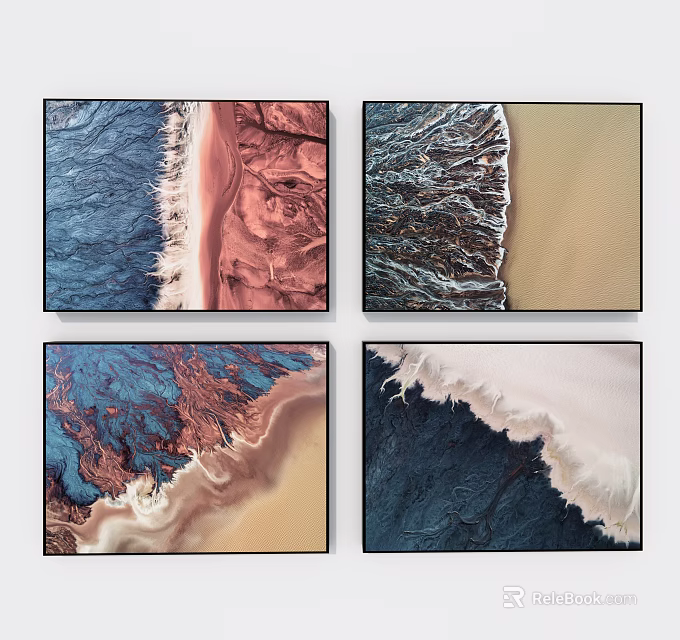 Colorful Natural Landscape Wall Art Prints With Earth Tones And Geological Patterns 3d model 