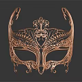 Exquisite Copper Metallic Mask With Intricate Filigree Patterns And Elegant Design