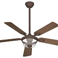 Brown Ceiling Fan With Five Blades And Integrated Light For Home Interior 3d model