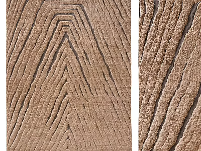 Soft Plush Brown Square Rug Featuring Herringbone And Linear Textured Patterns 3d model