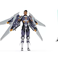 Game Movie Character With Mechanical Wings Futuristic Armor And Energy Sword