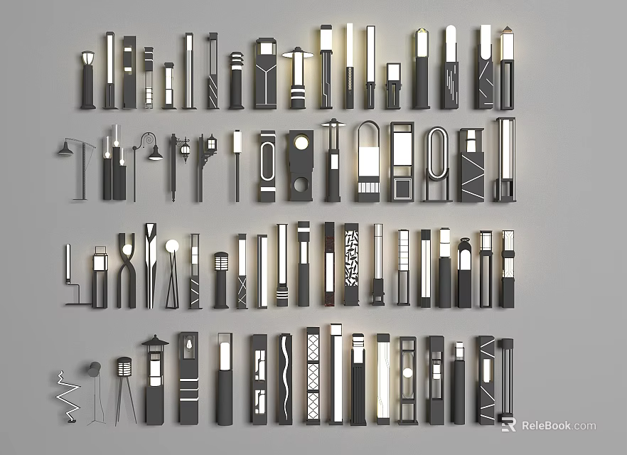 Modern Lighting Fixture Combination with Various Stylish Designs and Sizes for Interior Use 3d model 