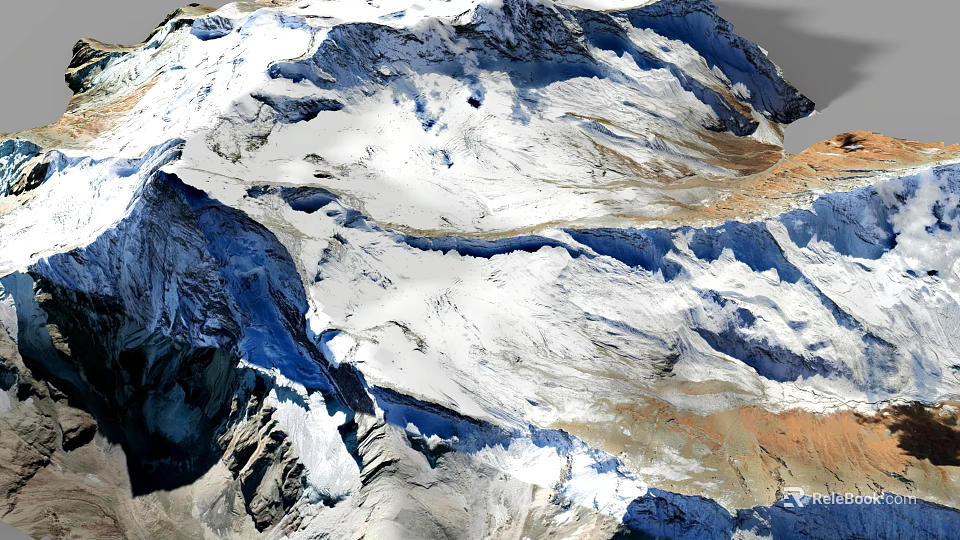 Rockery Stones With Snow Covered Surfaces And Natural Mountain Textures 3d model 