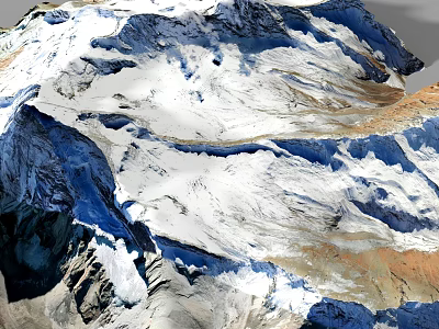 Rockery Stones With Snow Covered Surfaces And Natural Mountain Textures 3d model