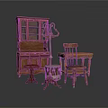 Classic Wooden Home Interior With Vintage Cabinet Dining Table Chair And Coat Rack