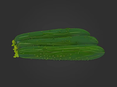 Fresh Green Ripe Cucumbers With Water Droplets On Dark Background 3d model Fresh Green Ripe Cucumbers With Water Droplets On Dark Background 3d model