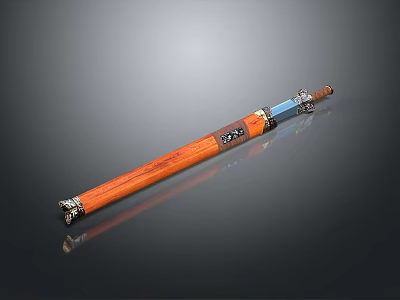 Traditional Decorative Sword With Wooden Handle Polished Metal Blade And Ornate Details 3d model