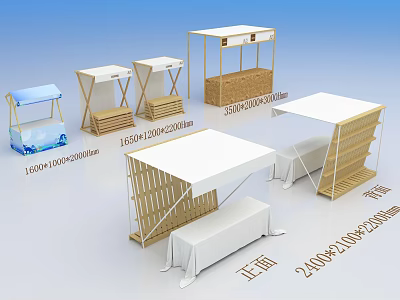 Outdoor Exhibition Stands With Various Sizes And Canopy Shelf Designs 3d model