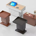Different Styles of Brown and Black Podiums with Tablet and Folder on Top