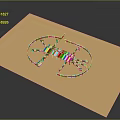 3D Model of White Elongated Structure With Yellow Circular Track on Orange Plane