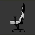 Modern Gray and White Gaming Chair with Red Stripe Black Armrests Logo and Wheels