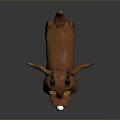 3D Cartoon Reindeer Model Standing With Brown Body White Nose Small Antlers And Smiling Expression
