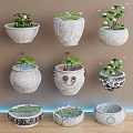 Courtyard Garden Decorative Stone Pots With Lotus And Aquatic Plants In Various Designs