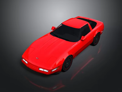 Red Sports Car With Two Door Design Black Roof Sleek Body And Black Wheels 3d model