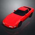Red Sports Car With Two Door Design Black Roof Sleek Body And Black Wheels