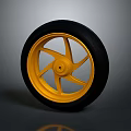 Motorcycle Wheel With Yellow Spoke Rim And Black Tire Modern Design