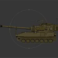 Desert Tan Military Tank With Tracks Main Gun Secondary Armament And Antenna