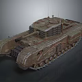 Heavy Duty Military Tank With Armored Body Tracked Wheels Mesh Protection And Turret Antenna
