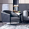 Modern Luxury Sofa and Coffee Table Set With Black Chair Gray Sofa Bookshelf and Lighting