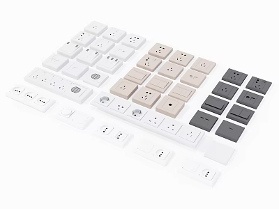 Switch Panels in White Beige Black Colors with Modern Design for Home Use 3d model