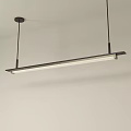 Long Linear Black Modern Chandelier Hanging From Ceiling In Simple Interior 3d model