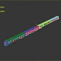 Modern Long Train with Blue Red Stripes and Multiple Carriages 3d model
