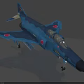 Blue Fighter Jet Model With Red Circular Emblems Number 412 And Landing Gear Details