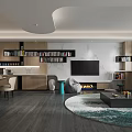 Modern Living and Dining Room Interior With Sofa Coffee Table Dining Table And Chairs