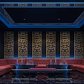 Luxurious KTV Interior Design With Red Sofas Large Screen And Blue Lighting 3d model