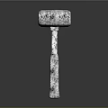 Stone Hammer with Textured Handle and Broad Head Displayed on Dark Background Surface