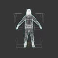 3D Game and Movie Character in Gray Hoodie and Sweatpants With Colorful Design and Glasses