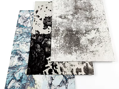 Modern Square Rug Collection With Abstract Patterns And Neutral Tones For Home Living Room Decor 3d model