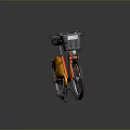 Stylish Orange Bicycle with Black Seat Front Basket and Yellow Fender Featuring Green Cycle Logo