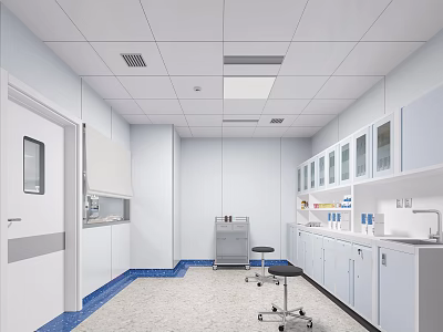 Hospital Outpatient Clinic Interior With Cabinets Stools And Medical Equipment 3d model